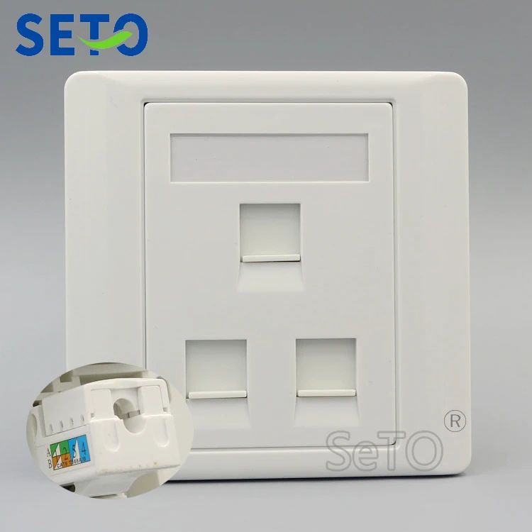 

SeTo 86 Type Three Ports Gigabit RJ45 Cat6 Network Lan Wall Plate Socket Keystone Faceplate