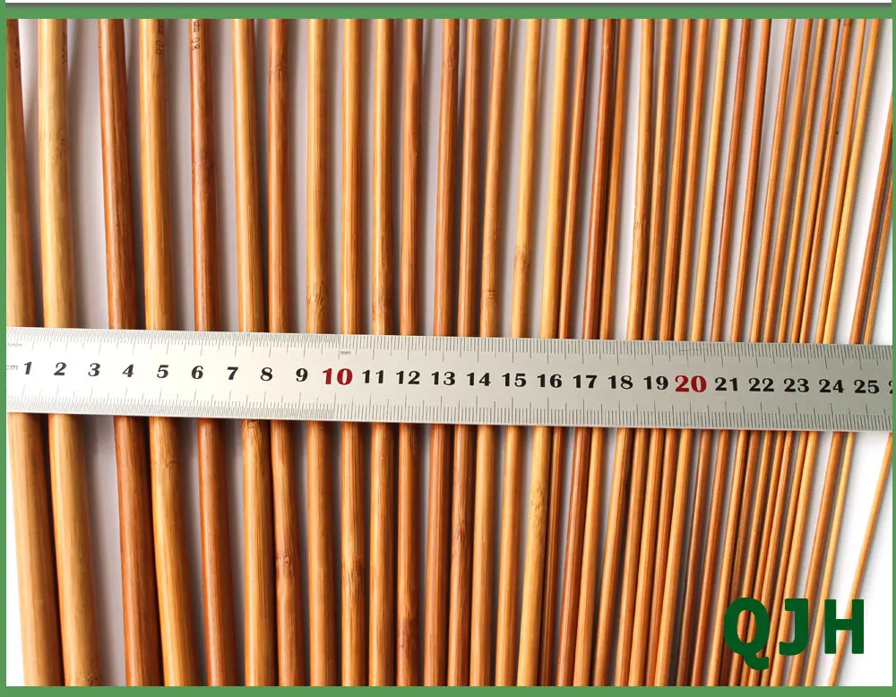 QJH brand 36Pcs 18 Sizes Bamboo Knitting Needles Single Tip Point Round Crochet Needles Household DIY Weaving Knitting Tools 027