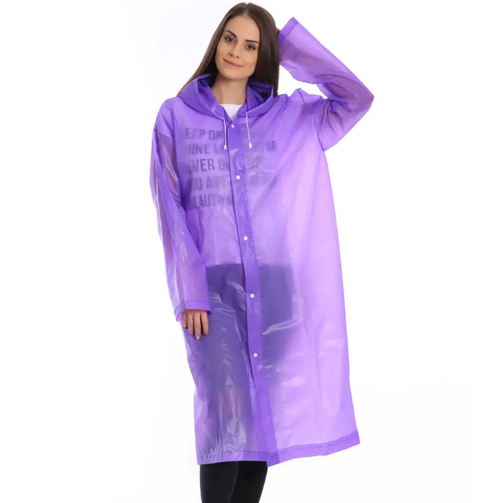 Модный женский плащ из ЭВА, утолщенный водонепроницаемый дождевик для женщин, прозрачный, для кемпинга, водонепроницаемый дождевик, костюм - Цвет: Фиолетовый