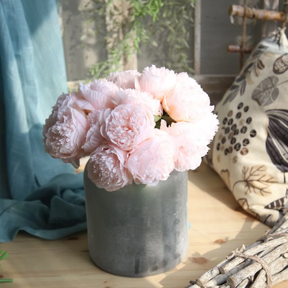 

1* Bouquet 5 Head Rose Peony Artificial Flowers Silk White Peonies For Spring Home Wedding Decoration Fake Flowers Wholesale #10