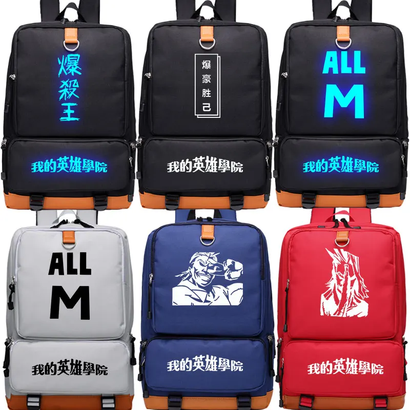 

High Q New Arrival My Hero Academia Backpacks For teenage Unisex Large Capacity Luminous Preppy Style Backpack Bags