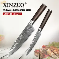 XINZUO из 2 предметов Ktchen Набор ножей 67 слоев японского VG10 Дамаск Кухня Ножи очень Sharp Шеф-повар утилита Ножи Pakka деревянной ручкой