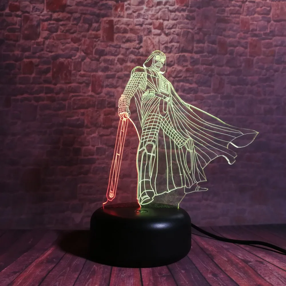 3D USB Звездные войны Дарт Вейдер черный воин настольная лампа 7 цветов визуальный