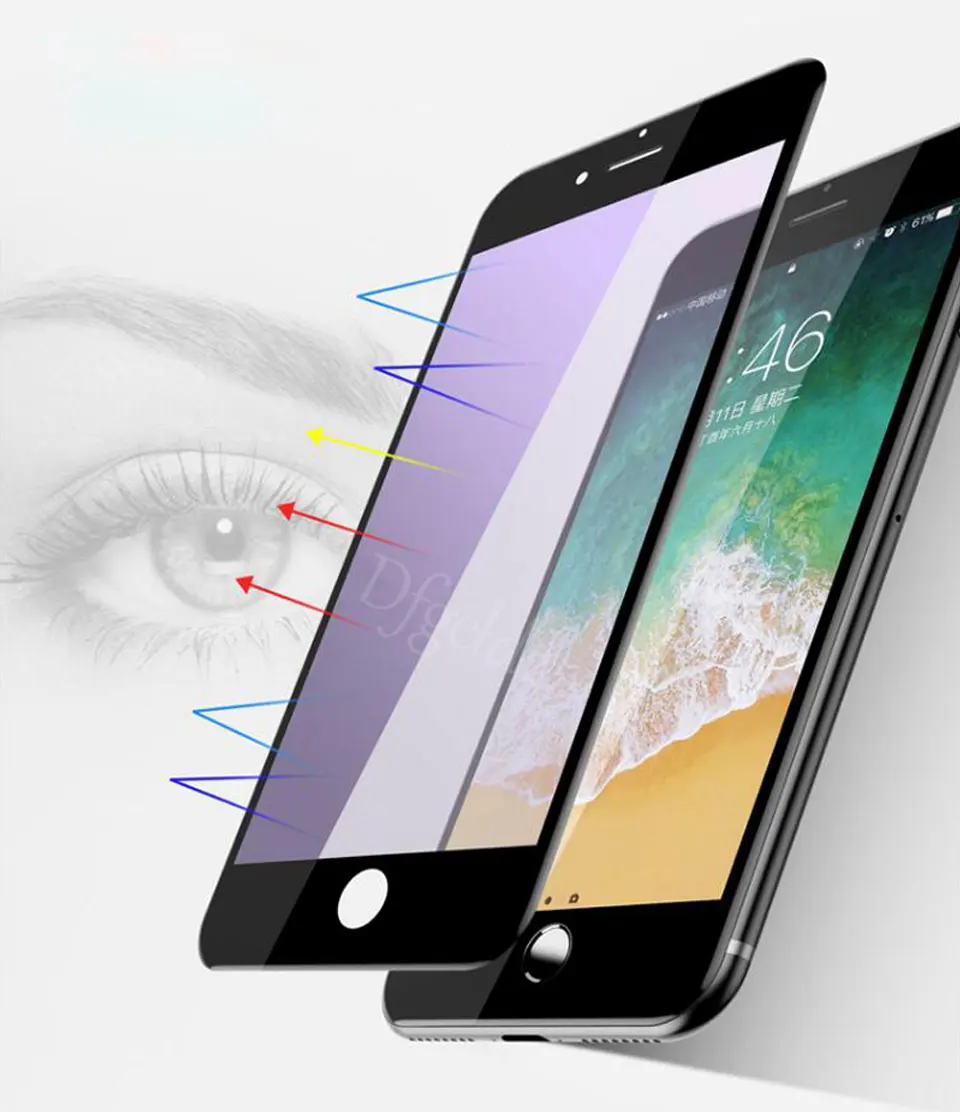 5D анти-синий луч высокой ясности Защитная пленка для экрана стекло для iPhone X 8 7 6 6s Plus 9H HD полное покрытие из закаленного стекла для iPhone X