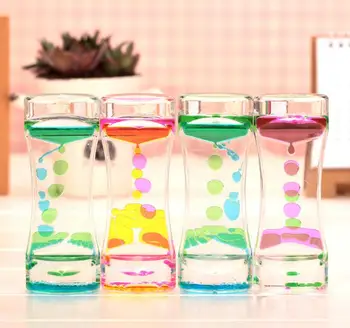 Best Floating Color Mix Illusion Timer Liquid Motion Visual Slim Liquid Oil Glass Acrylic Hourglass Timer Clock Ornament Desk SN1577