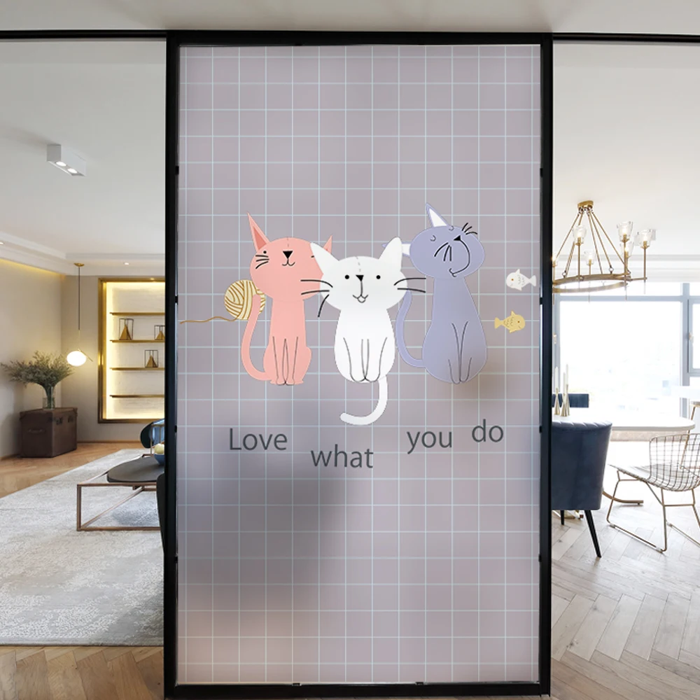 

Free Customized Stained Static Cling Window Film Frosted Privacy Glass Sticker Home Decor Digital BLT1686 Private Cat