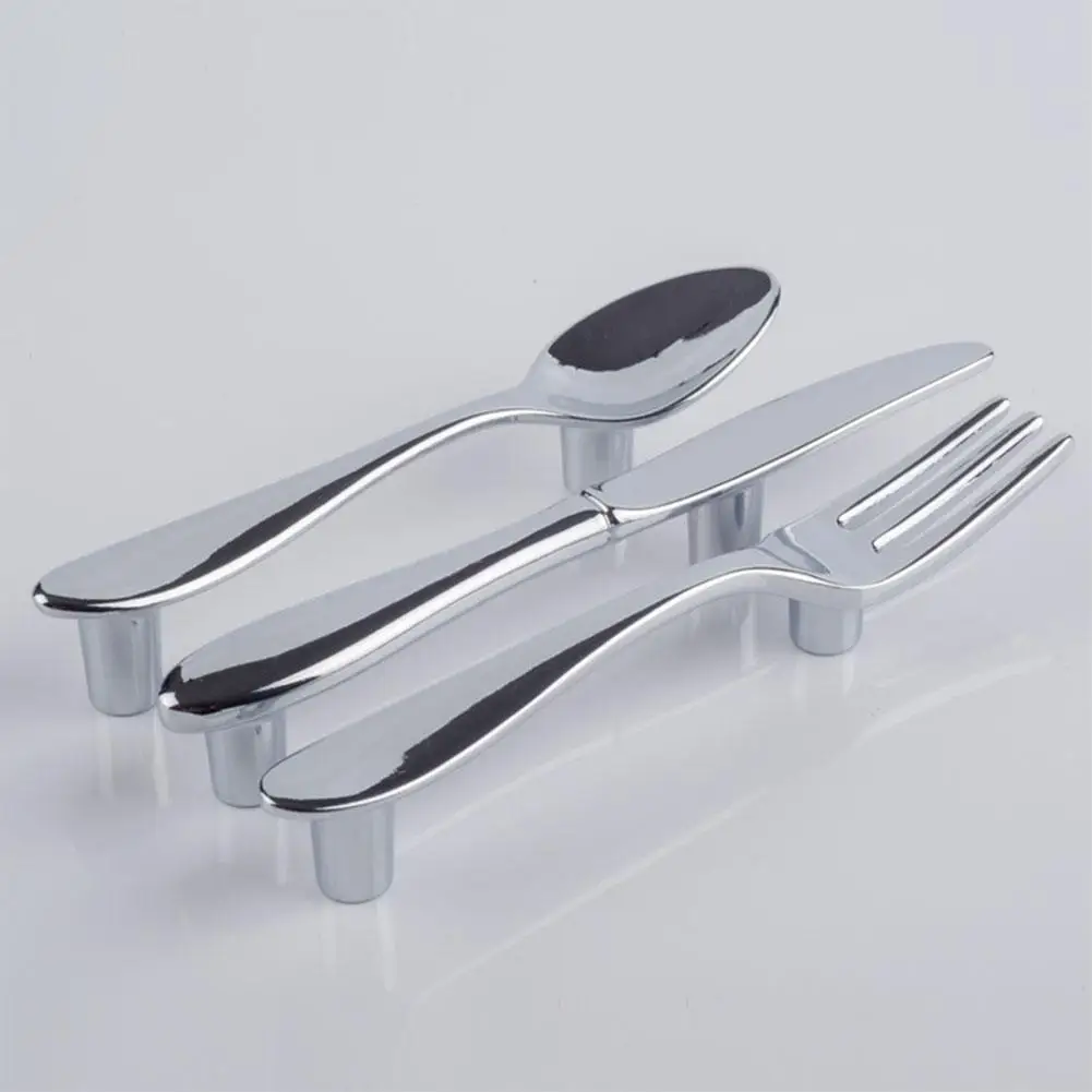

None Pcs/Set Unique Chic Knife Fork Spoon Tableware Shape Pulling Handle for Cabinet Drawer Wardrobe Cupboard