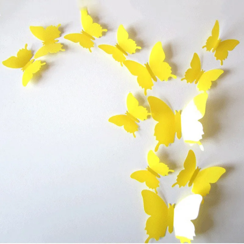 12Pcs PVC 3D Butterfly Wall Stickers Decals Home Decor Adhesive to Wall Decoration Adesivo De Parede for Kids Rooms (2)
