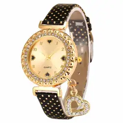 Otoky часы Для женщин сердце любовь кожаный браслет Алмазный Кварцевые наручные часы Reloj Mujer Прямая доставка 71214