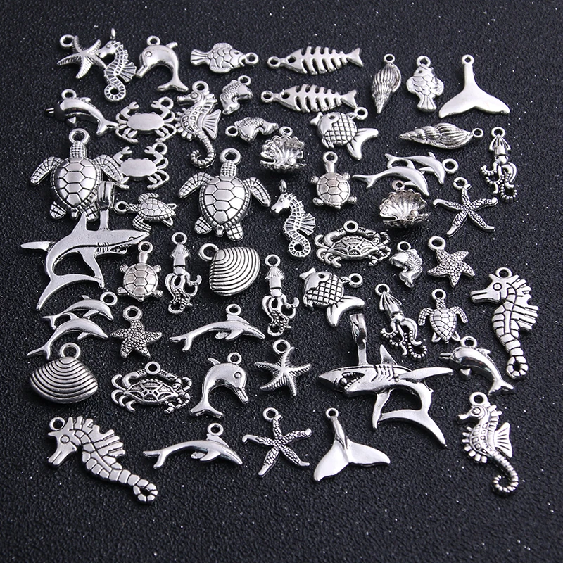 

20pcs Vintage Metal Mix Size/Style Random Marine Organism Fish Charms for Jewelry Making Diy Handmade Jewelry