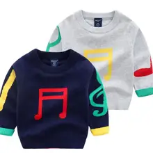 Мальчики хлопок свитера, круглым вырезом Зимняя одежда, дети Примечание печатных Повседневное верхняя одежда