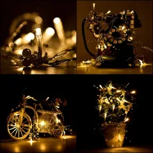 Золотые жемчужные огни гирлянда светодиодная гирлянда, освещение люстра из бисера Вечерние лампа для декорации на свадьбу Сад девочка домашний праздник декоративные