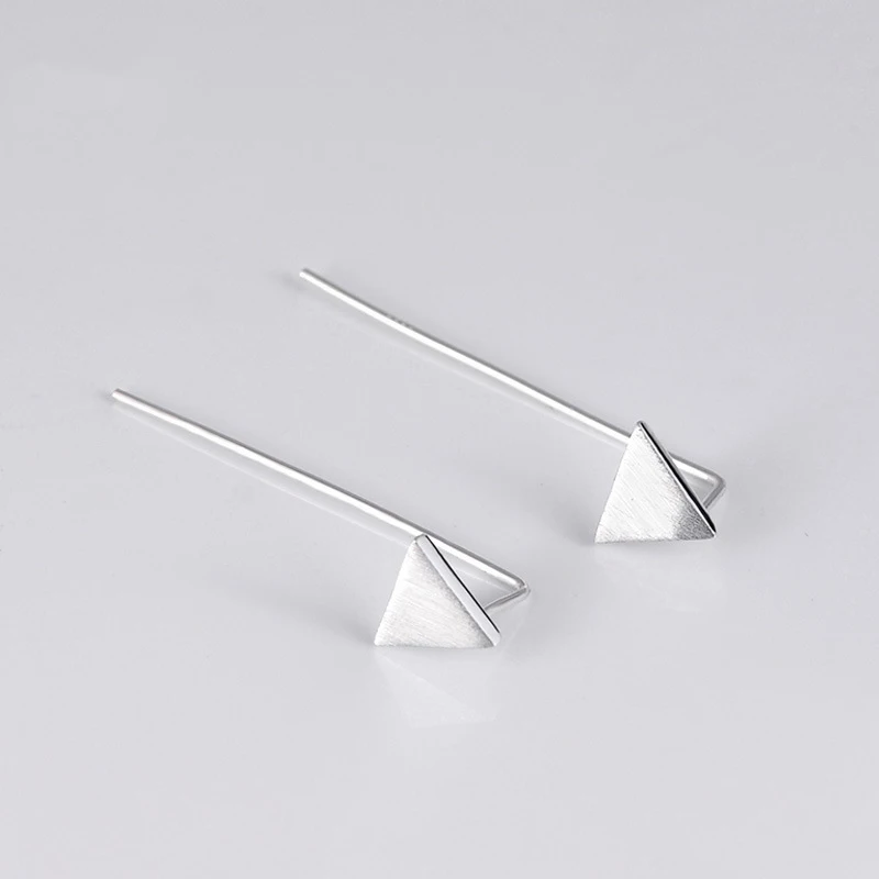 

925 Sterling Silver Geometric Triangle Ear Stud Earrings For Women Creative Minimalist Personalized Earring 2019 Hipster Jewelry
