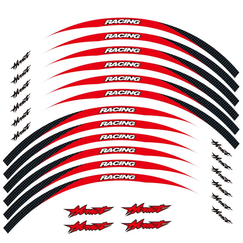 Новинка, высокое качество, 12 шт., подходит для мотоцикла, наклейка для колес, в полоску, светоотражающий обод для Honda Hornet 250 900 400 - Цвет: 1