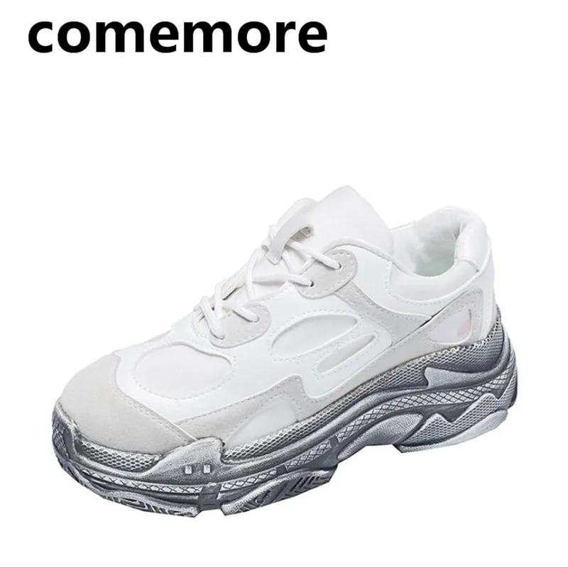 

Korean version of the spring new thick-bottom color matching shallow mouth with round head flat breathable casual shoes
