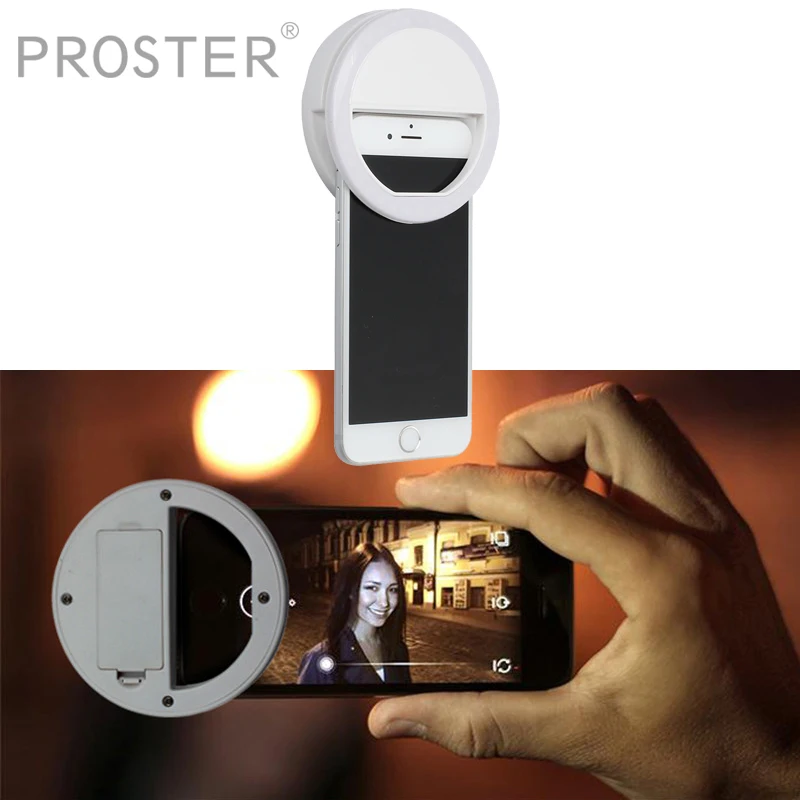 

Proster Beauty Selfie led flash Light Ring Photo Shoot Night Light Clip Up to 13mm Thickness Fit For iPhone Samsung Most Phone