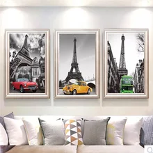 Decorative British Architecture Wall Art Canvas Painting Bus Nordic Poster Wall Pictures For Living Room Home Decor Unframed
