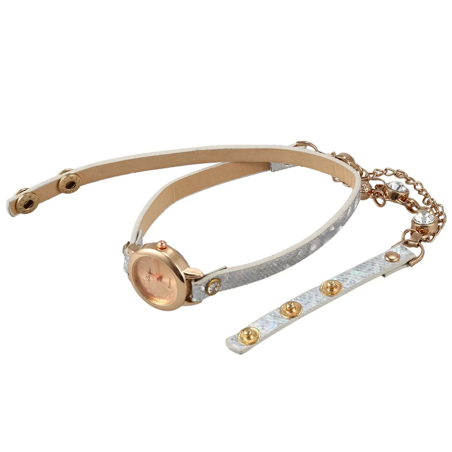 

Practical DUOYA watches bracelet watch women wrist watches Hot sale fashion luxury bead pendant women Wristwatches D027 White