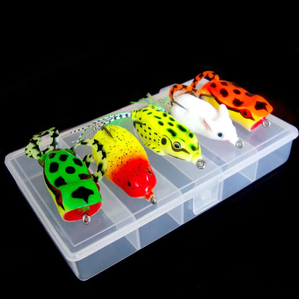 5PCS/Lot Soft Toad Frogs Bass Fishing Lure Soft Plastic Hollow Fishing