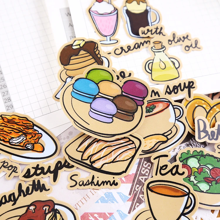 

21/22pcs Cute painted Western Food Stickers Decal For Phone Car Case Waterproof Laptop Album diary Backpack Kids Toy Stickers