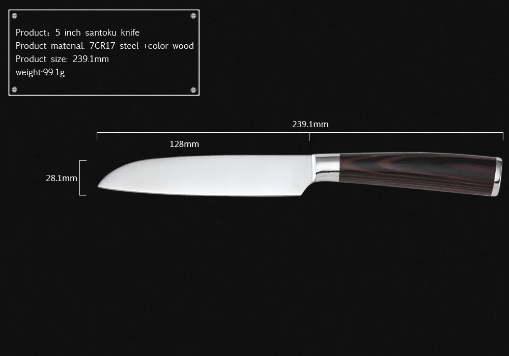 XYJ новые кухонные ножи 5 дюймов нож santoku 7Cr17 кухонные принадлежности из нержавеющей стали с двойная стальная головка подарок для красоты