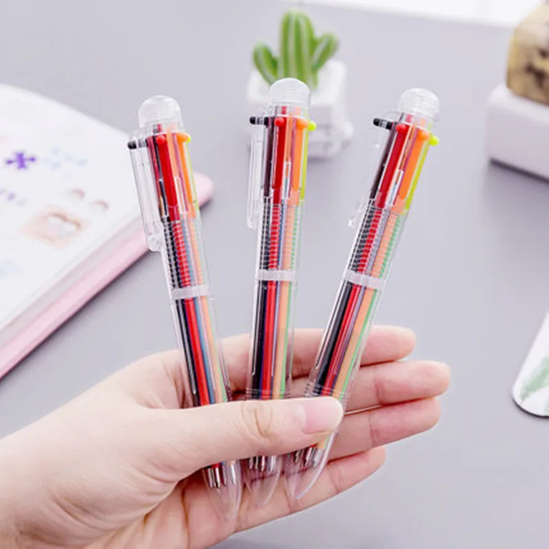 

2019 new Six Kinds of Color Ballpoint Pens Student Ball Point Pen School Office Supplies Learning Stationery Wholesale