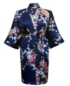 Китайский искусственный шелк моделирование Весна Лето Женский халат кимоно банное платье Ночная рубашка халат Феникс Цветочный узор H1F6