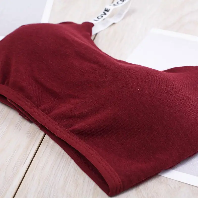 Women Cropped Padded Bra Alphabet Straps Modal removable chest pad Tube Tops