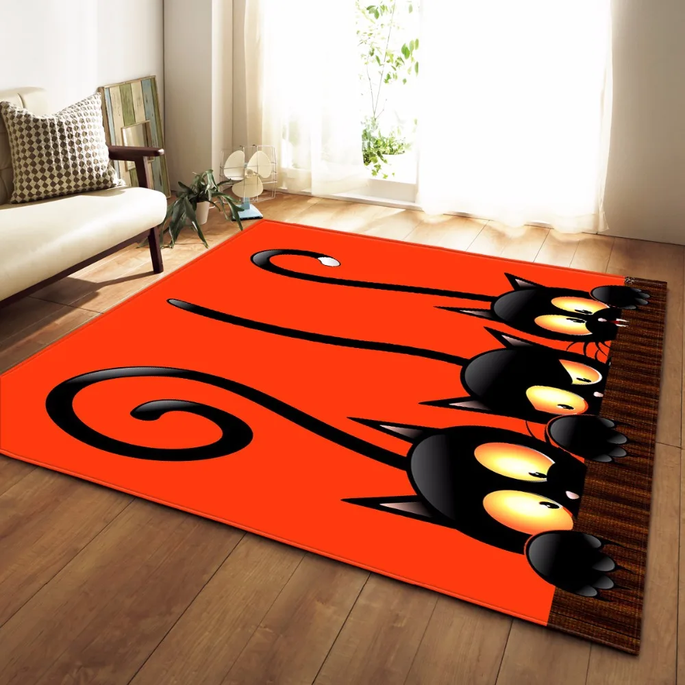 Black Antlers Living Room Area Rug for Kids Play Mat Unicorn 3D Carpets Cartoon Animal Bedroom Rug Flannel Memory Foam Doormat