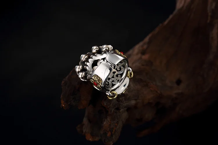925 пробы Щепка Винтаж лицо мода кольцо с крутым черепом для Для мужчин властная кольцо с регулировкой размера дизайн ювелирных изделий