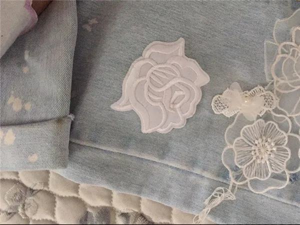 Lace Flowers Black White and Pink 3 sizes Iron on Cloth Patches - Buyers Show 10