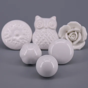 1PC White Porcelain Ceramic Knobs DIY Door Drawer Cupboard Pull Handle Furniture Kitchen Handle Knobs and Pulls for Cabinets
