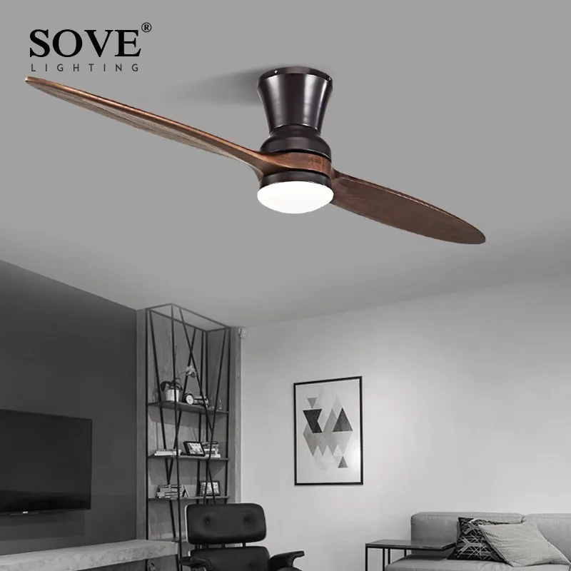 60 Inch Village Wooden Ceiling Fan With Light 2 Blade DC Motor Wood Ceiling Fans Without Light Decorative Ceiling Light Fan Lamp