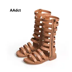 AAdct/Коллекция 2019 года, летние мягкие сандалии в римском стиле для девочек, модные сандалии-гладиаторы принцессы для маленьких детей