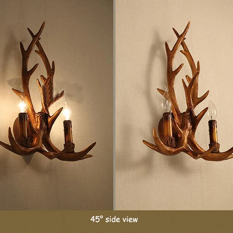 

American Style Antlers Wall lamp Lighting Retro Resin Antler Personality Creative Antlers Wall Lamp 1006