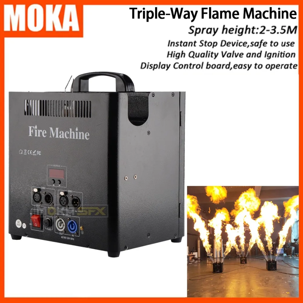

Stage Flame Special Effect Machine 3 Head DMX512 Fire Machine 5 Channels Fire Projector Stage Lighting Effect Spray fire Machine