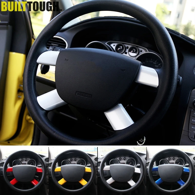 

Fit For Ford Focus Mk2 2005 2006 2007 2008 2009 2010 2011 Chrome Steering Wheel Panel Cover Badge Insert Trim Euro Garnish 4pcs