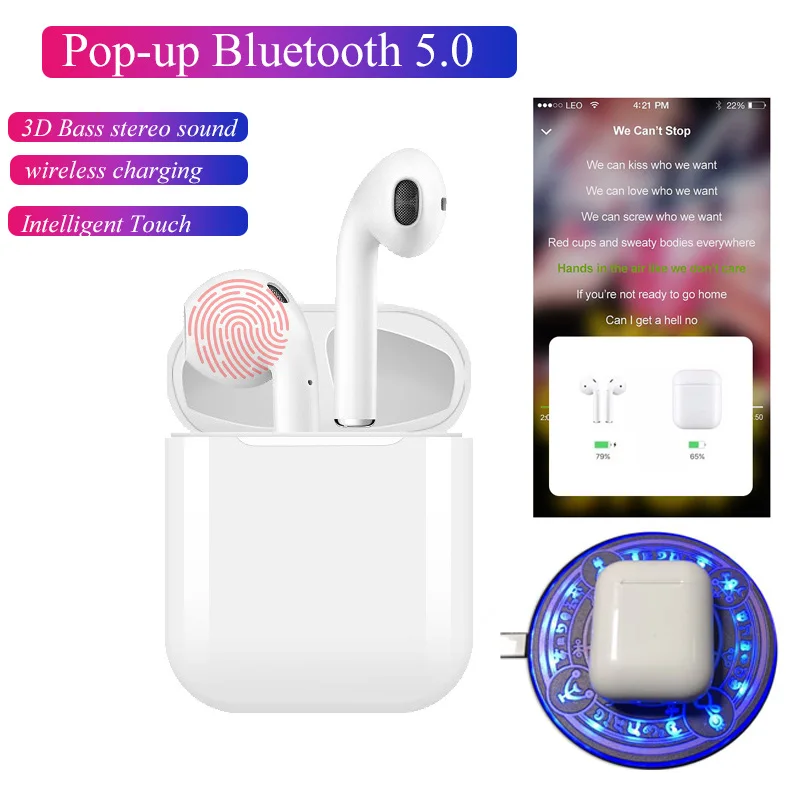 

Wireless Bluetooth 5.0 earphone Pop up+Touch function+Wrieless Charging ear Earbuds i20 tws 4D stereo Headset 1:1 headphones A23