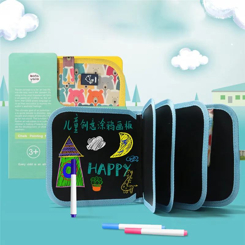 

Kids Drawing Board Set Chalk Painting Kit Animal Coloring Book DIY Blackboard Educational Toys for Children