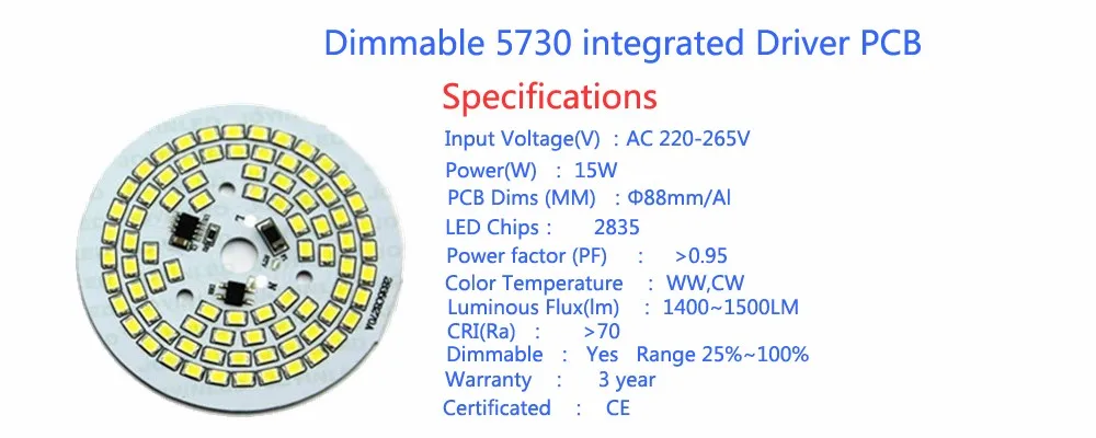 220 v SMD dimmable pcb ic ch 3 W 5 W 7 W 10 W 12 W 15 W 25 W 30 W 40 W 60 W 100 W ic драйвер лампы панель белый теплый белый