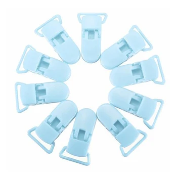 

ABWE 10Pcs Baby Kids T-shape Plastic Pacifier Clips Soother Dummy Style Badge Holder Light blue