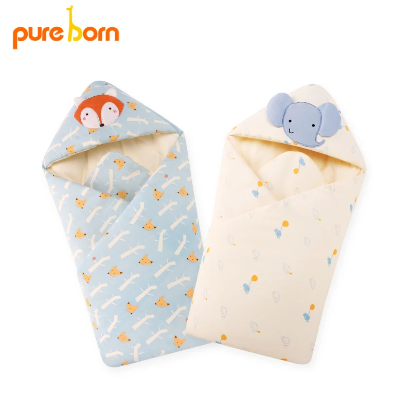 

Pureborn Baby receiveing Blacket Baby Swaddle 88cm Baby Blanket Thick Warm Infant Cattle Sleeping Bag Envelope for Newborns