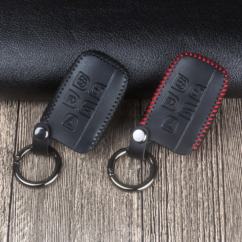 

Hand-sewn Leather Car Key Remote Case Cover for Land Rover RANGE ROVER SPORT Evoque Freelander 1 2 Found 2 3 4 A8 For Jaguar XF