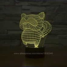 Free Shipping 2015 New Cool 3D DECOR The animal Raccoons shape projector night lamp Bulbing Light for home decoration 3D108
