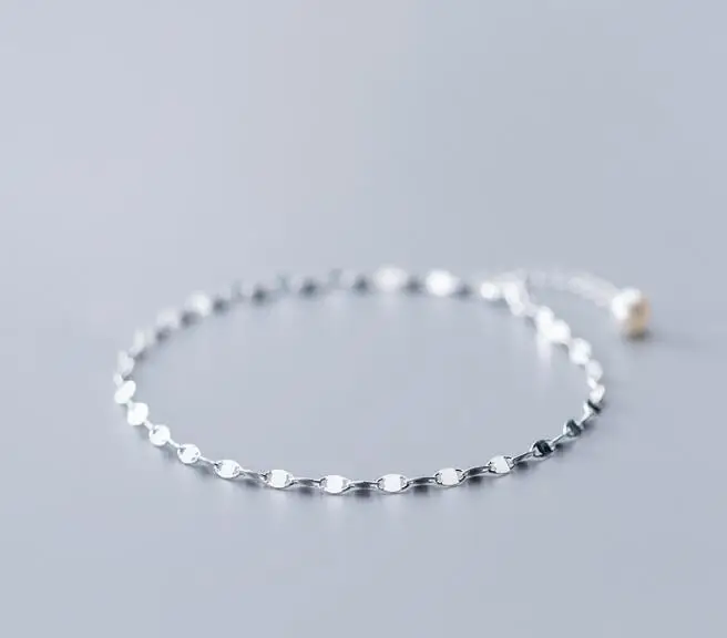 

Thin &Slim 2.5mm Authentic REAL. 925 Sterling Silver Fine Jewelry tWISTED Chain with handmade pearl Anklet Bracelet GTLS824