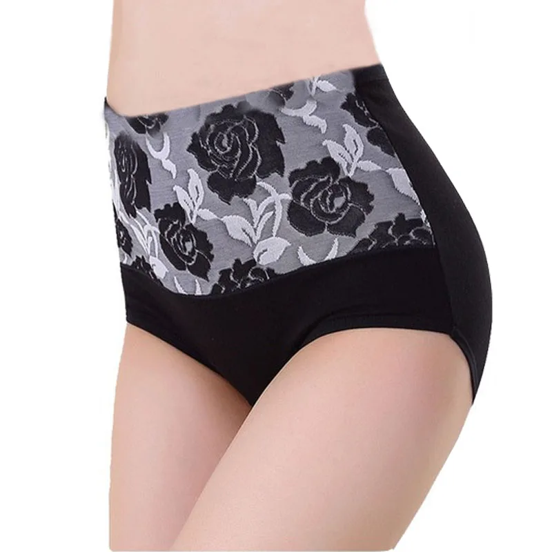

High Waist Underwear Women Seamless Panties Floral Briefs Plus Size Cotton Underpants Printed Calcinhas Girls Sexy Panty Lady