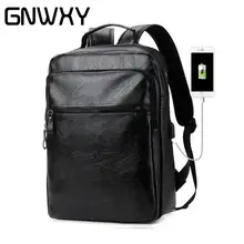 GNWXY PU кожаный мужской деловой Повседневный Рюкзак USB кабель школьный рюкзак для ноутбука модный винтажный мужской рюкзак для мальчиков