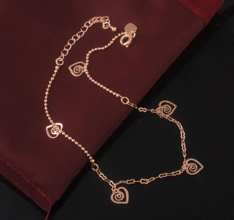 MxGxFam Fashion Heart Anklet Bracelet Rose Gold Color For Summer Girl MxGxFam Fashion Heart Anklet Bracelet Rose Gold Color For Summer Girl