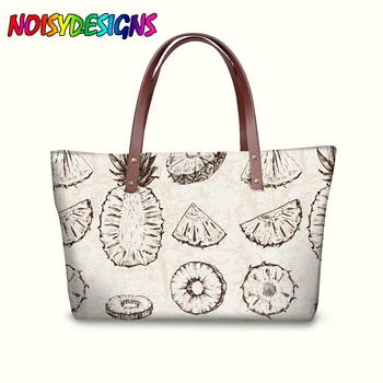 

NOISYDESIGNS Ladies Hand Bags Zipper Tropical Pineapple Print Tote Handbags Female Large Capacity Fruit Pattern Women Beach Bag