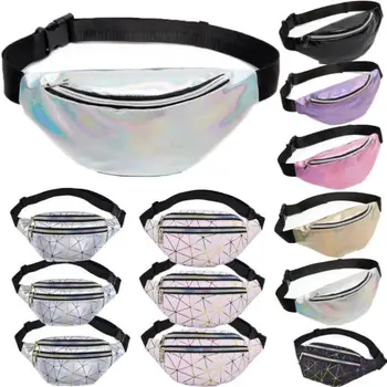 

Women Laser Waist Pack Belt Glitter Ladies Casual Solid Pouch Waist Bags